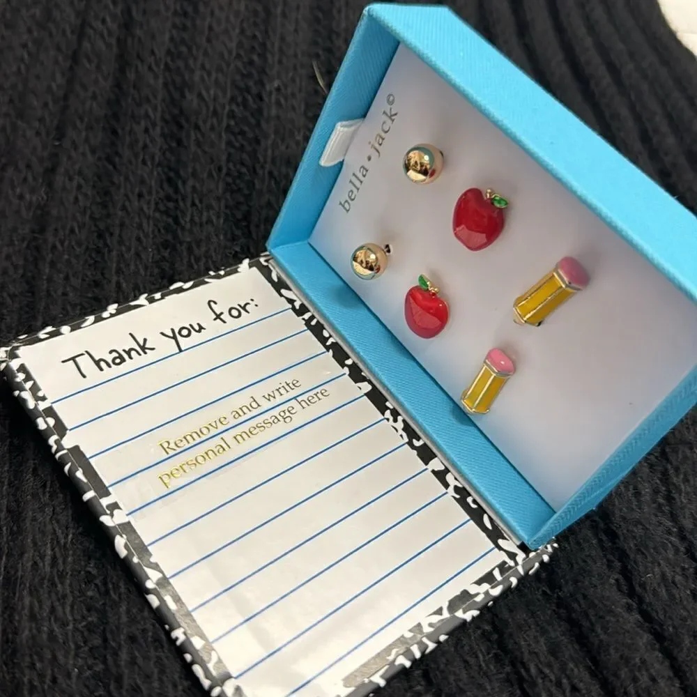 Bella.Jack marble notebook earring trio
